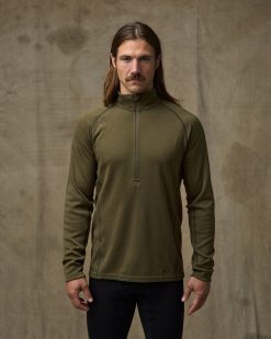 400g Merino Wool Long Sleeve Half-zip - Dark Olive