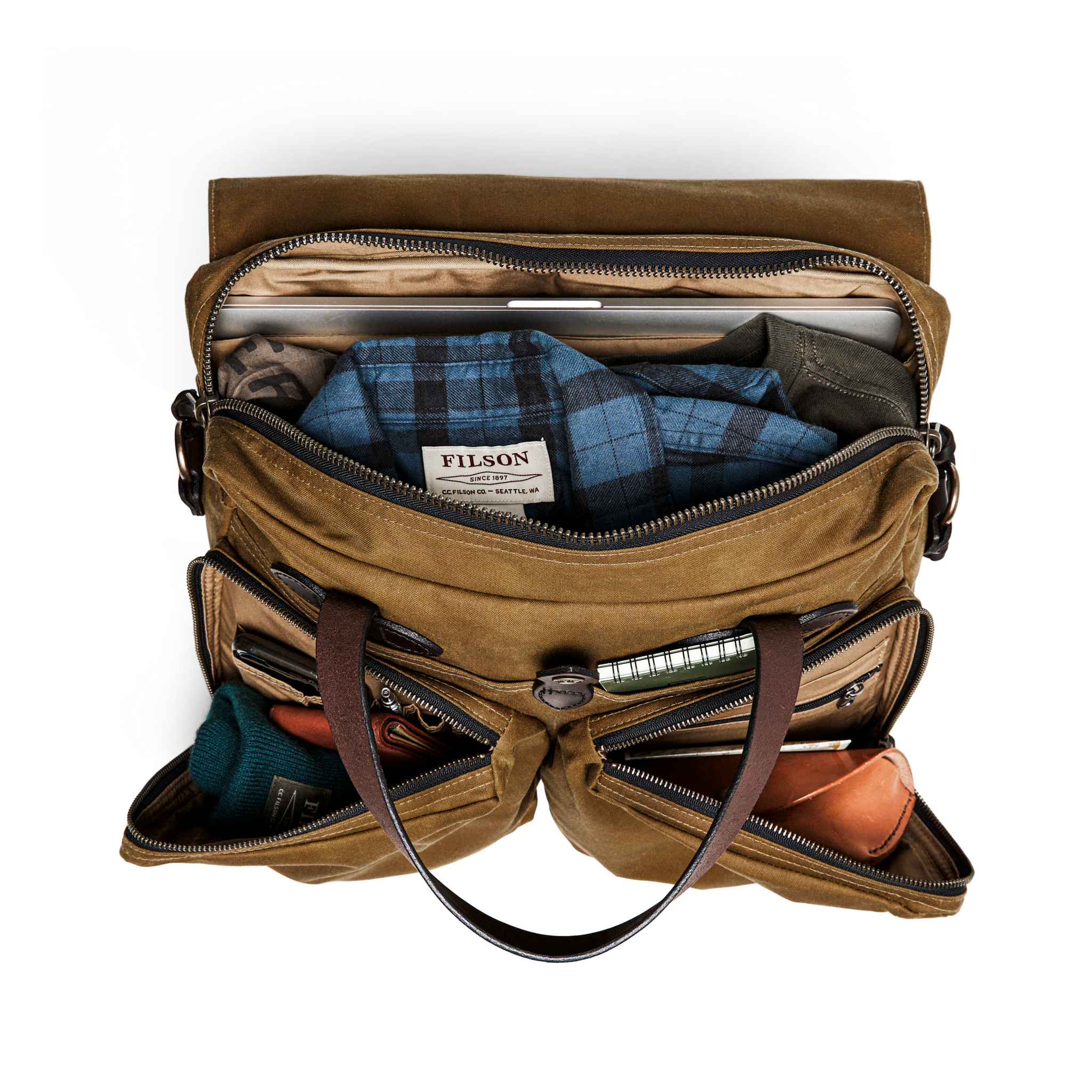 24 Hour Tin Cloth Briefcase - Dark Tan - Image 9