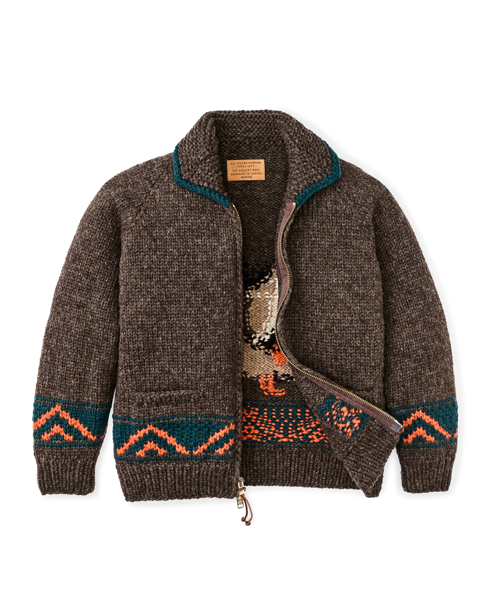 Handmade Full-zip Sweater - Heather Brown / Mallard - Image 6