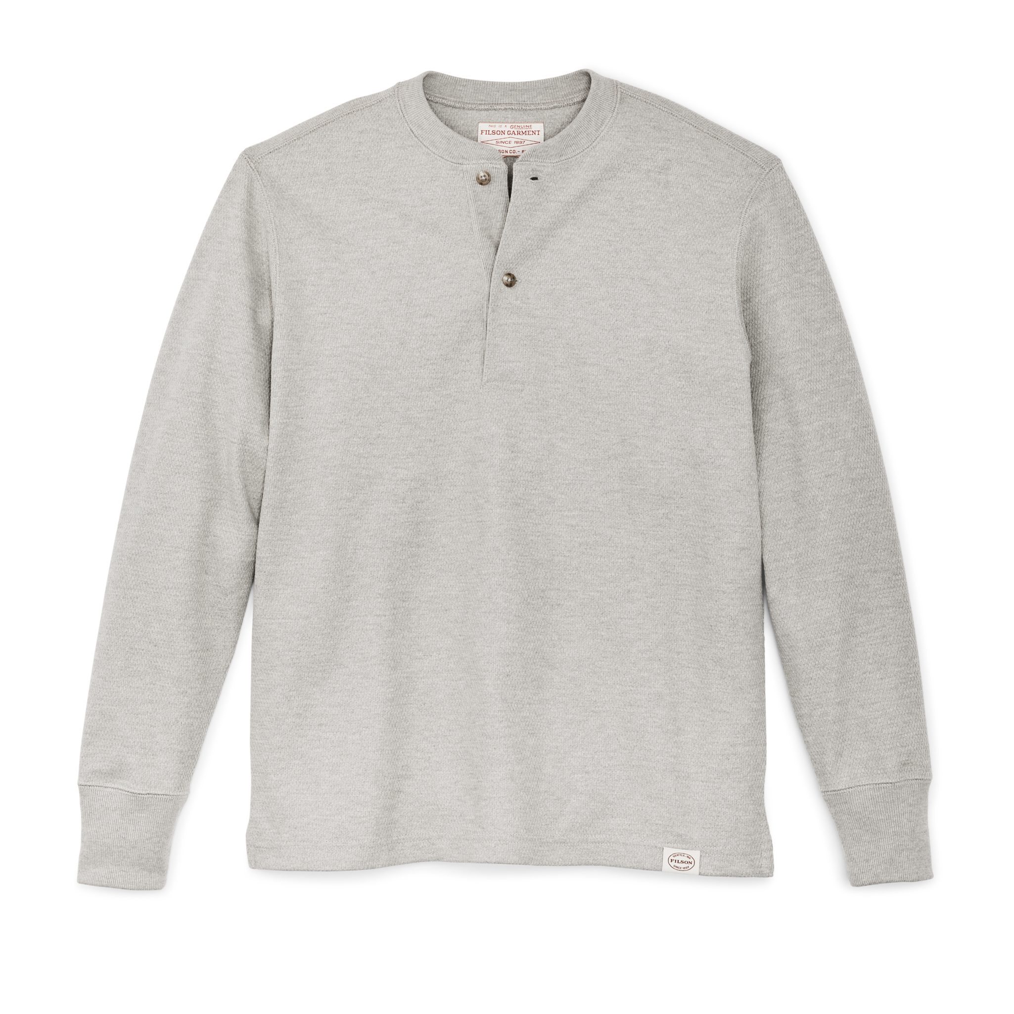 Waffle Knit Henley - Light Heather Gray - Image 3