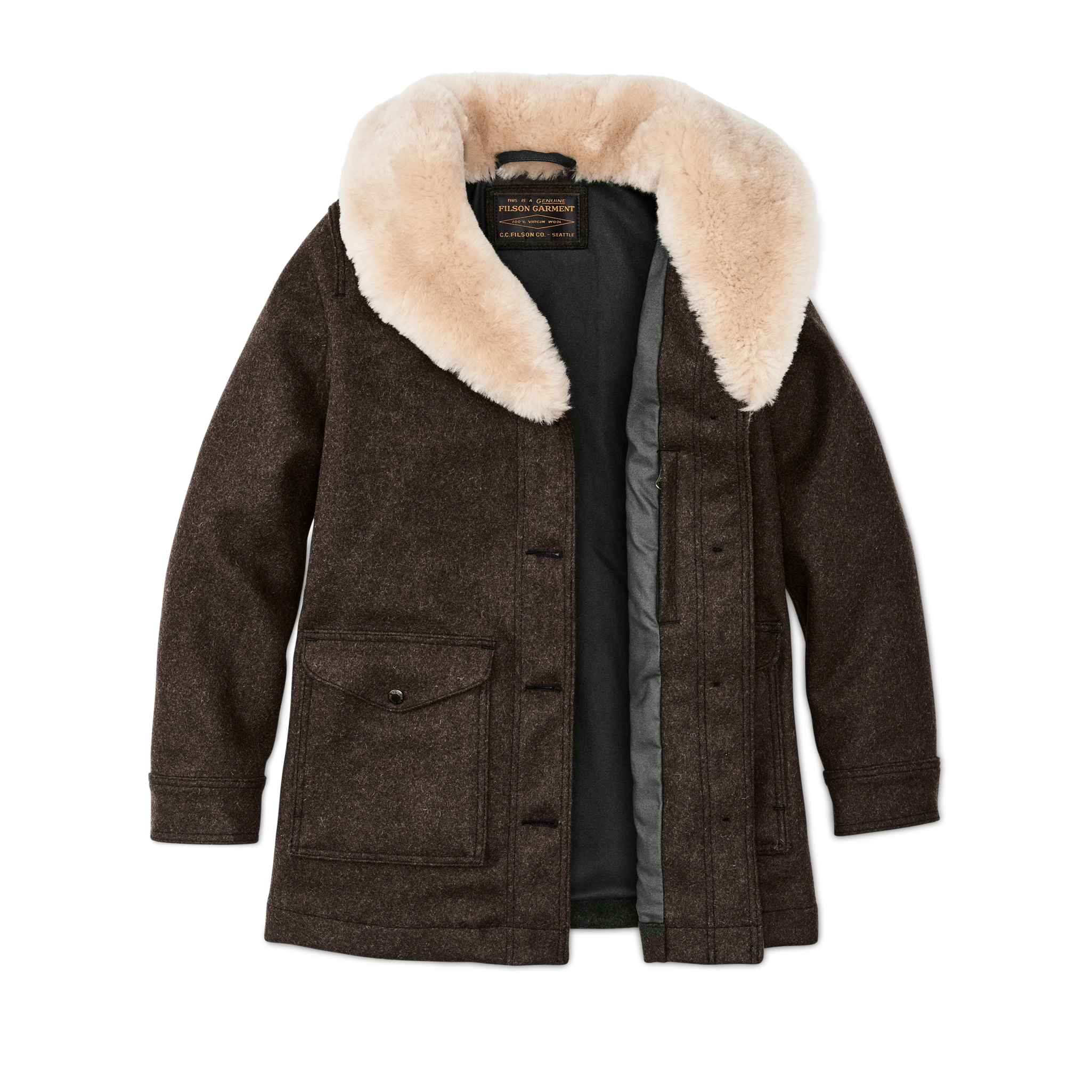 Women's Wool Trapper Coat - Brown - Image 3