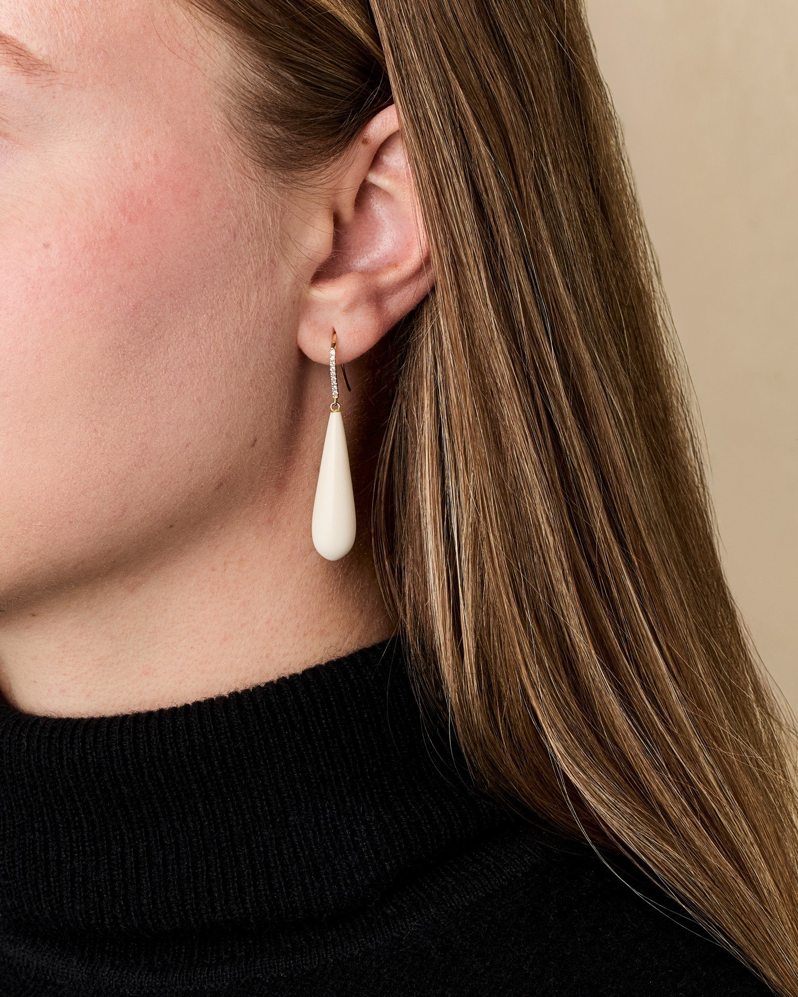 Ivory Jacks Mammoth Drop Diamond Pave Earrings - 14kyg