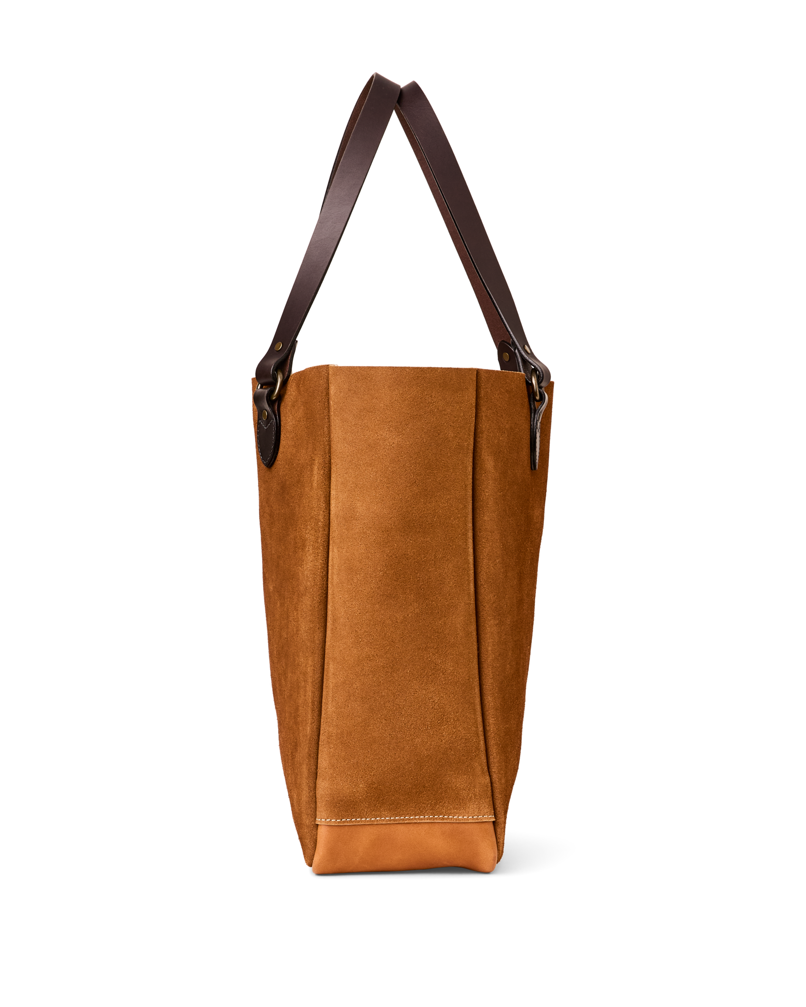 Suede Leather Open Tote Bag - Saddle Brown - Image 3