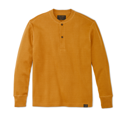 Waffle Knit Henley - Buckthorn Brown