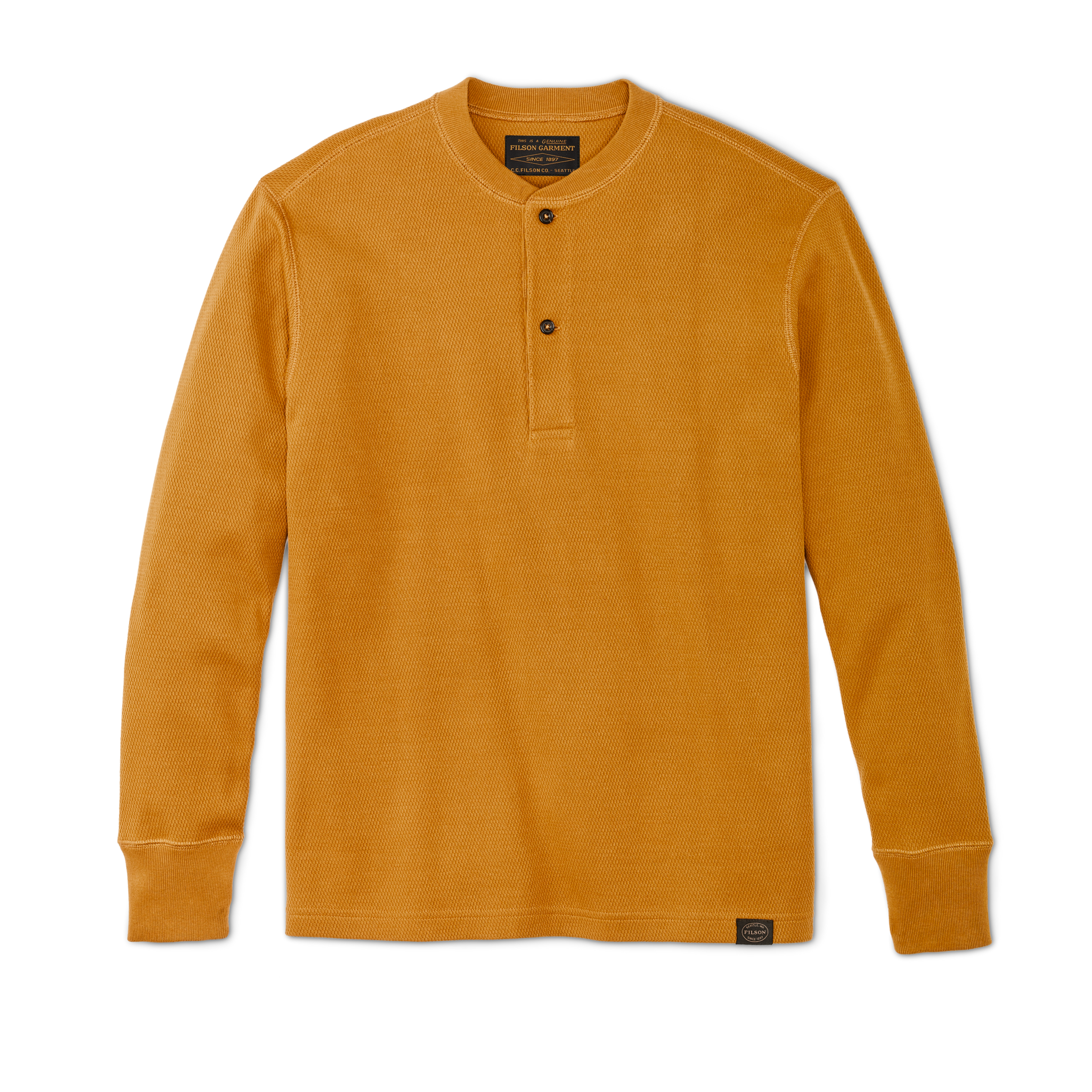 Waffle Knit Henley - Buckthorn Brown