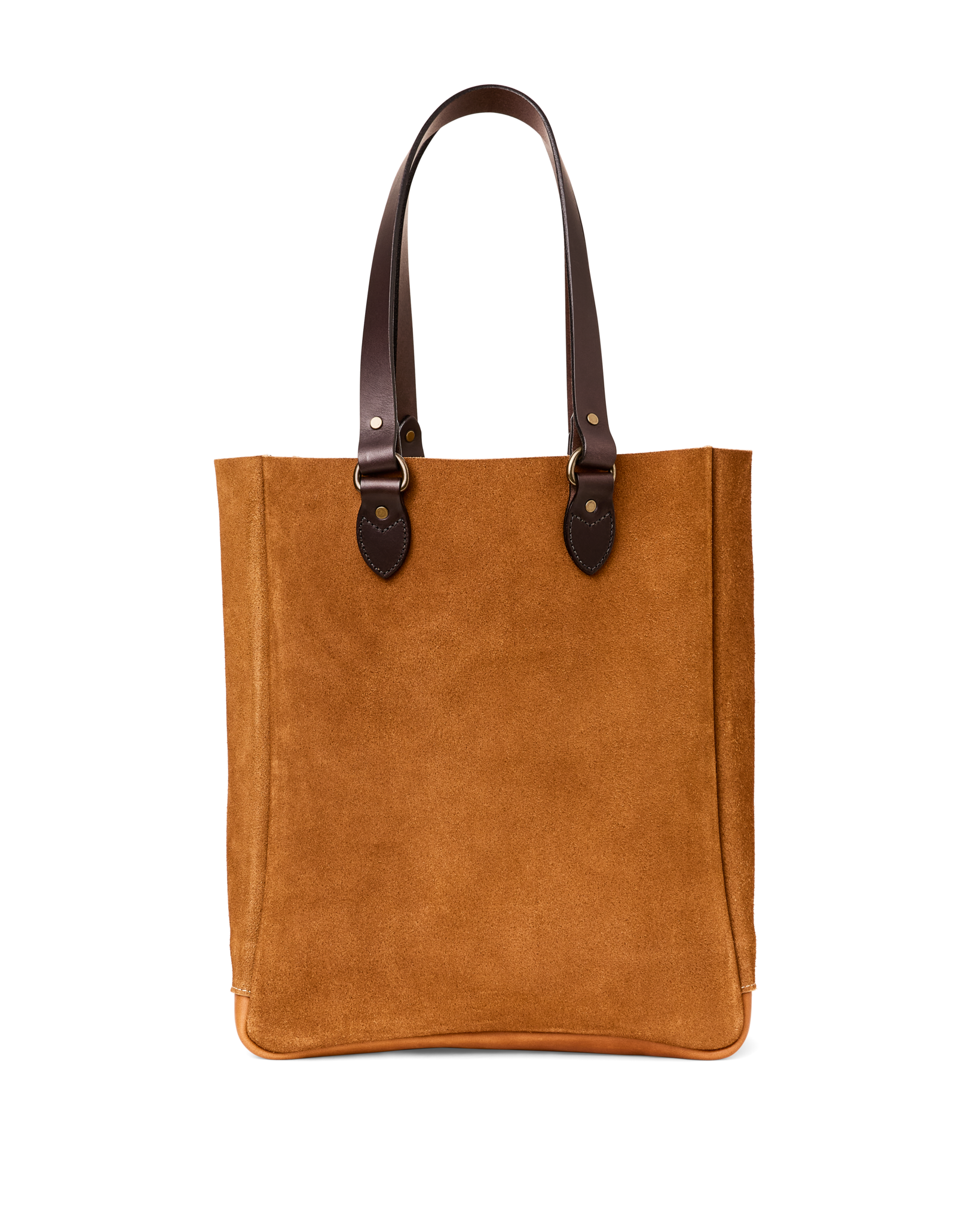 Suede Leather Open Tote Bag - Saddle Brown - Image 2